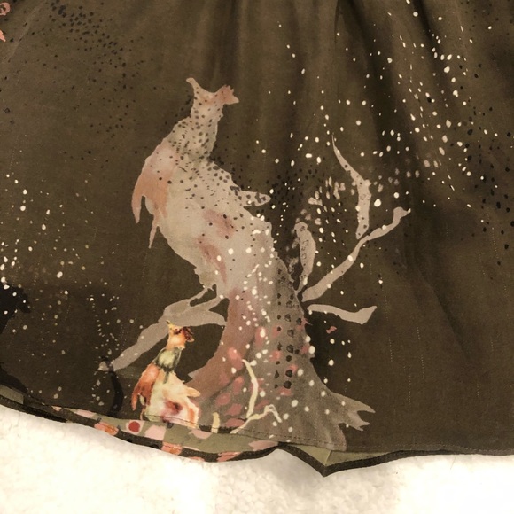 Green Peacock 100% Silk Dress Fit Flare Open Back - Picture 2 of 7